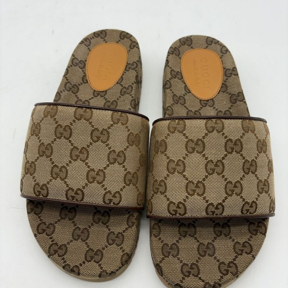 Gucci Tan Monogram Sandals